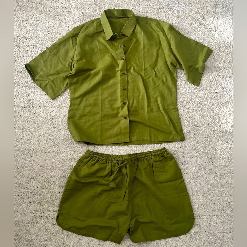 Linen Shirt & Shorts Set/Pajamas
